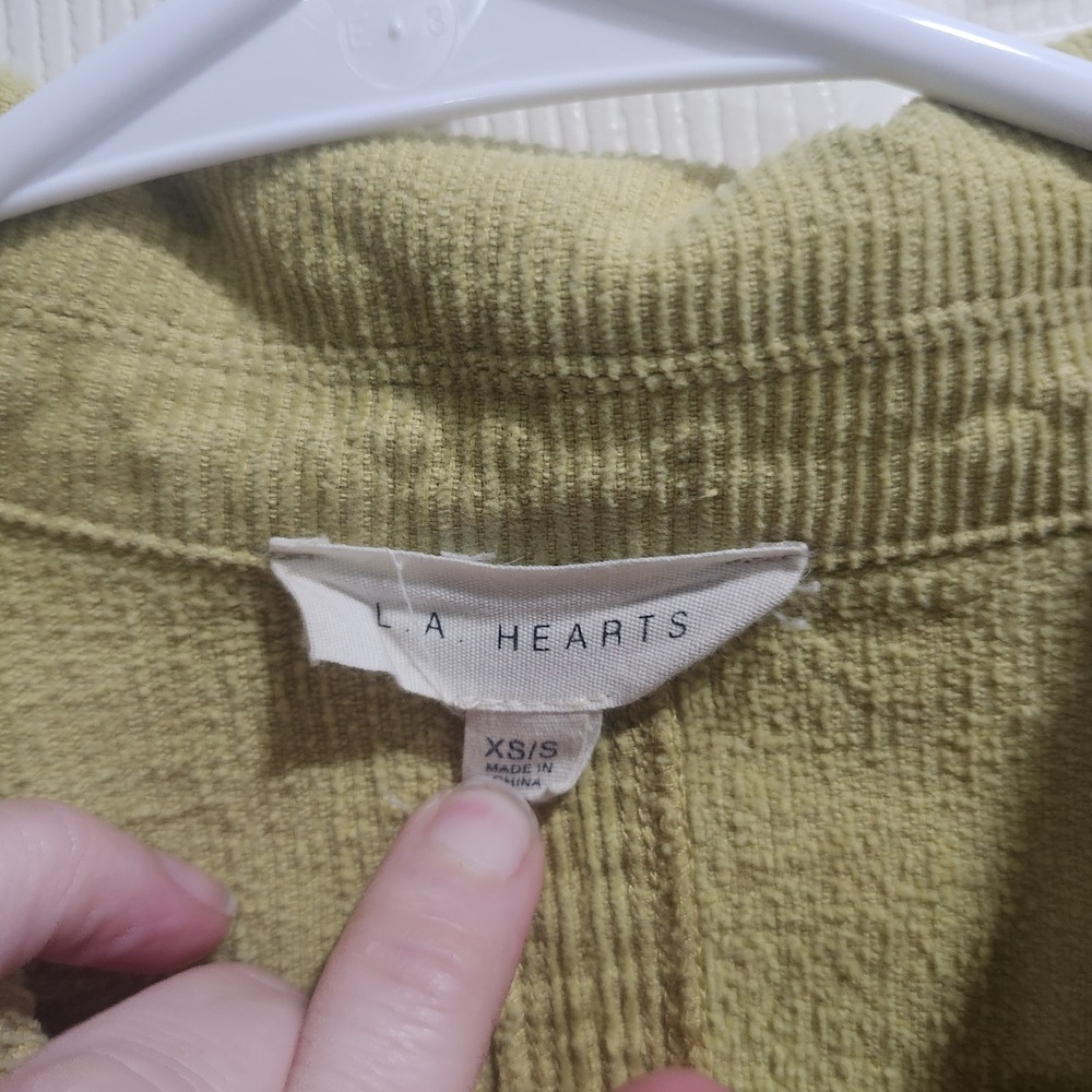 LA Hearts Corduroy Shacket‎ XS/S Chartreuse Green Colorblock Button Jacket - Picture 6 of 13